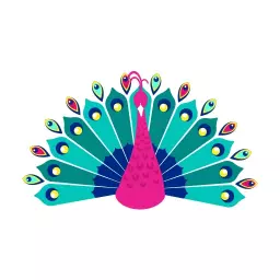 Vibrant Pink and Turquoise Peacock Design Showcasing Elegance Logo Template