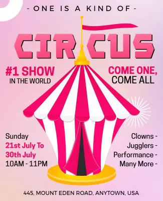 Vibrant Pink and White Circus Performance Event Poster Template