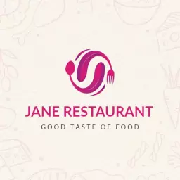 Vibrant Pink and White Culinary Art with Gradient Design Logo Template