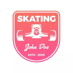 Vibrant Pink and White Skating Badge Design Logo Template