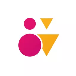 Vibrant Pink and Yellow Geometric Shapes in Abstract Design Logo Template