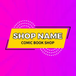 Vibrant Pink and Yellow Theme for Comic Book Shop Logo Template
