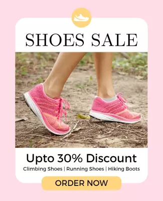 Vibrant Pink Athletic Shoes Sale Promotion Flyer Template
