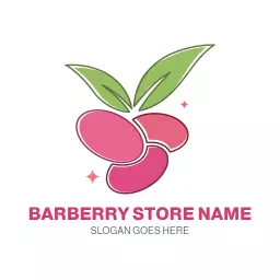 Vibrant Pink Barberry Fruit Design for Fresh Produce Logo Template