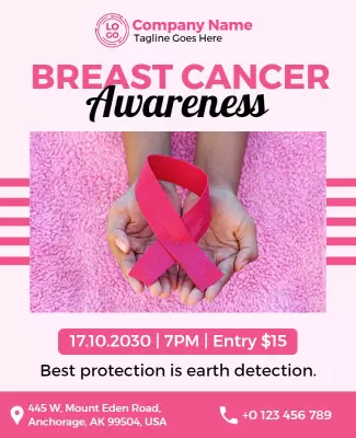 Vibrant Pink Breast Cancer Awareness Event Poster Template