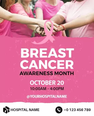 Vibrant Pink Breast Cancer Awareness Month Event Poster Template