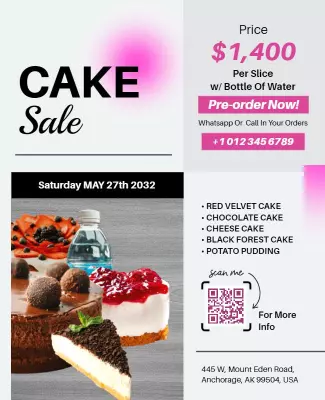 Vibrant Pink Cake Sale Promotion Poster Template
