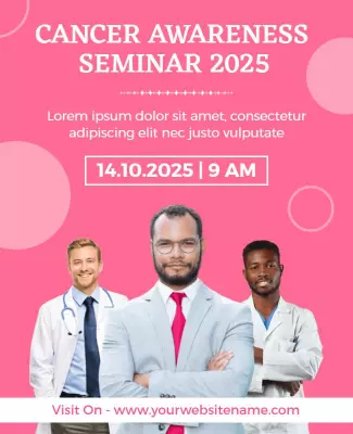 Vibrant Pink Cancer Awareness Seminar 2025 Poster Template