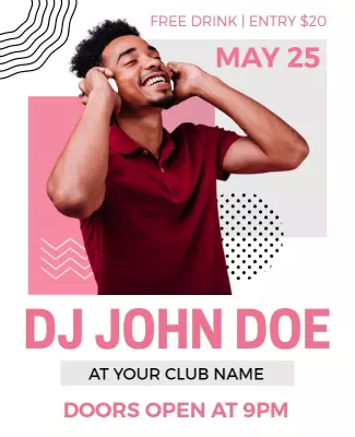 Vibrant Pink DJ Music Event Night Out Poster Template