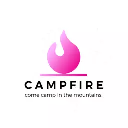 Vibrant Pink Flame Invites Adventure for Campfire Activities Logo Template