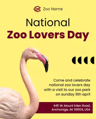 Vibrant Pink Flamingo Celebration for Zoo Lovers Day Poster Template