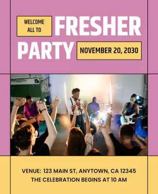 Vibrant Pink Fresher Party Celebration Poster Template