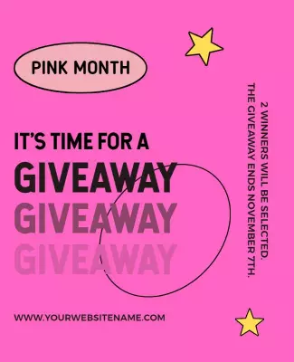 Vibrant Pink Giveaway Announcement with Stars Poster Template