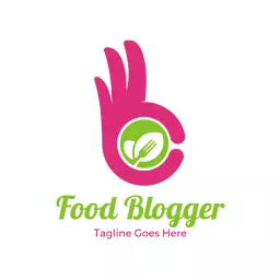 Vibrant Pink Hand Gesture Representing Food Blogger Lifestyle Logo Template