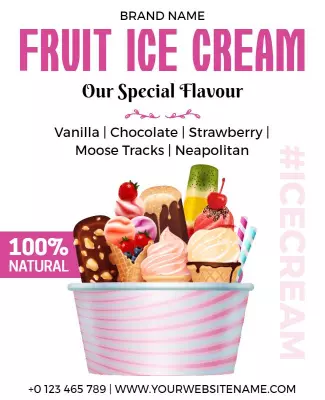 Vibrant Pink Ice Cream Flavor Promotion Poster Template