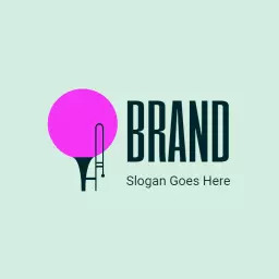 Vibrant Pink Jazz Trombone Design Symbolizing Music Logo Template