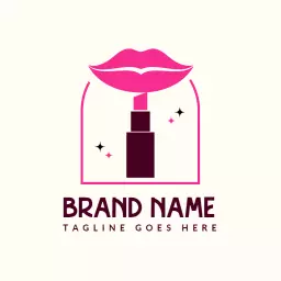 Vibrant Pink Lipstick Design for Glamorous Beauty Logo Template