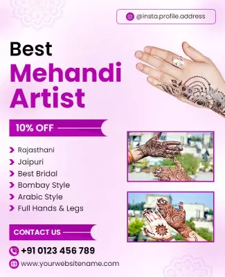 Vibrant Pink Mehandi Artist Promotional Offer Poster Template