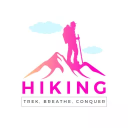 Vibrant Pink Mountain Scene Inspiring Hiking Adventures Logo Template
