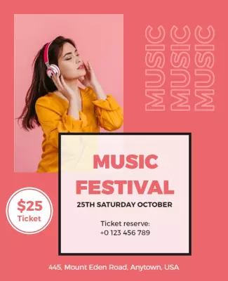 Vibrant Pink Music Festival Celebration Flyer Template