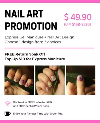Vibrant Pink Nail Art Promotion and Manicure Poster Template