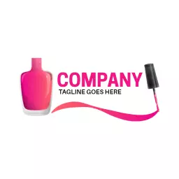 Vibrant Pink Nail Polish Bottle Showcasing Beauty Services Logo Template