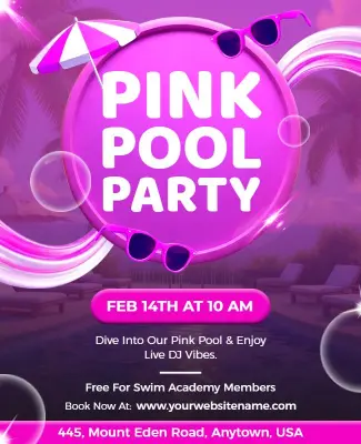 Vibrant Pink Pool Party Event Flyer Template