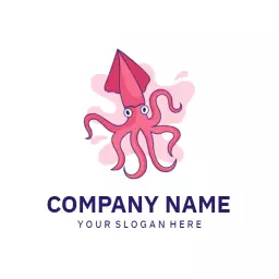 Vibrant Pink Squid Design Capturing Oceanic Essence Logo Template