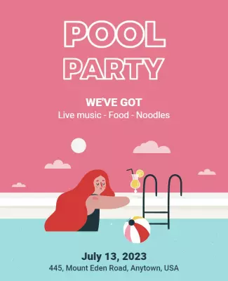 Vibrant Pink Summer Pool Party Celebration Poster Template