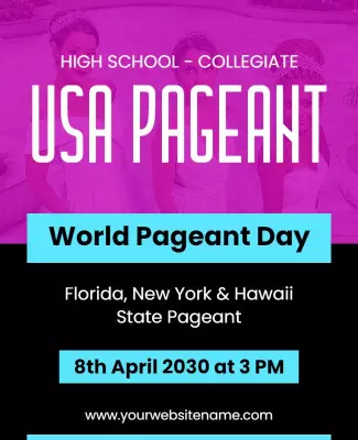 Vibrant Pink USA Pageant Celebration Event Poster Template