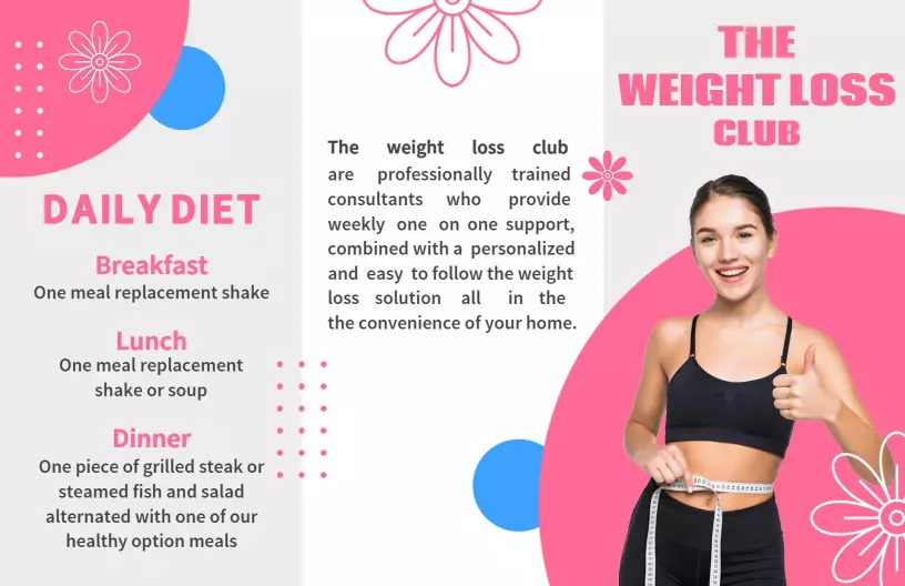 Vibrant Pink Weight Loss Diet and Fitness Program Brochure Template