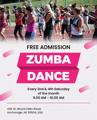 Vibrant Pink Zumba Dance Fitness Event Poster Template