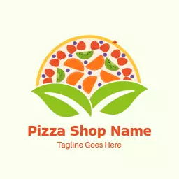 Vibrant Pizza with Fresh Ingredients and Green Design Logo Template