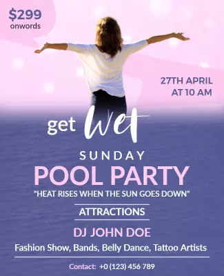 Vibrant Pool Party Extravaganza with Live DJ Poster Template