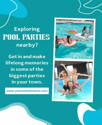 Vibrant Pool Party Fun Memories Celebration Poster Template