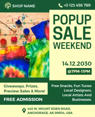 Vibrant Popup Sale Weekend Event Flyer Template
