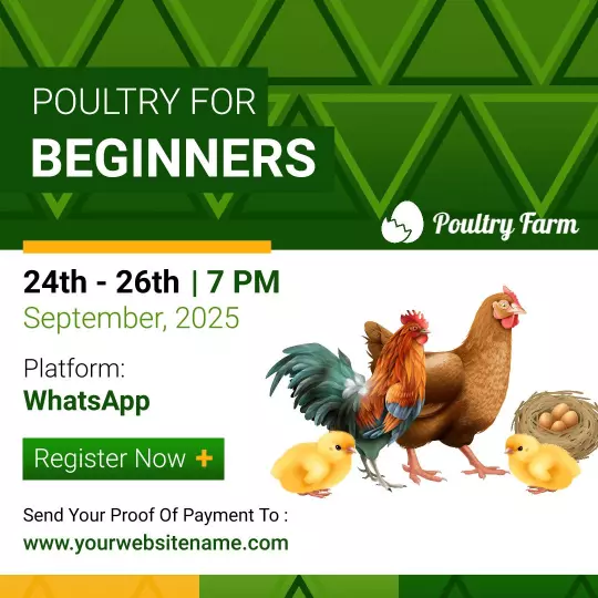 Vibrant Poultry Farming Workshop for Beginners Registration Ad Template