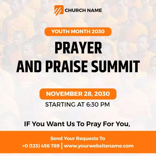 Vibrant Prayer and Praise Summit for Youth Month Event Ad Template