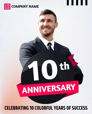 Vibrant Professional 10th Anniversary Celebration Poster Template