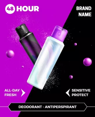 Vibrant Purple and Black Deodorant Antiperspirant Poster Template