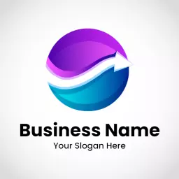 Vibrant Purple and Blue Arrow Design Symbolizing Business Growth Logo Template