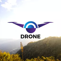 Vibrant Purple and Blue Drone Logo Showcasing Aerial Views Logo Template