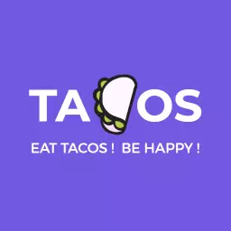 Vibrant Purple and Bold Taco Design Inviting Happiness Logo Template