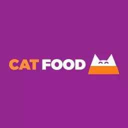Vibrant Purple and Orange Cat Food Product Logo Template