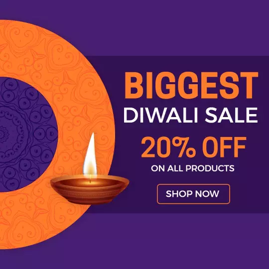 Vibrant Purple and Orange Diwali Sale with Discount Offer Ad Template