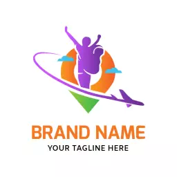 Vibrant Purple and Orange Globe with Traveler Logo Template