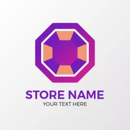 Vibrant Purple and Orange Gradient Octagon Design Store Logo Template