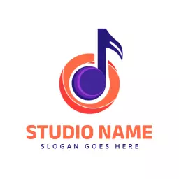 Vibrant Purple and Orange Music Note Design Logo Template
