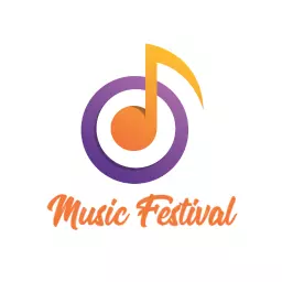 Vibrant Purple and Orange Music Notes Celebrate Festival Logo Template
