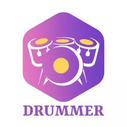 Vibrant Purple and Pink Drum Set Design for Drummer Logo Template